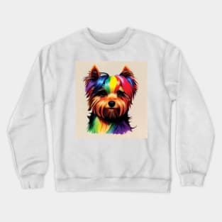 Yorkshire Terrier Dog in Rainbow Colours Crewneck Sweatshirt